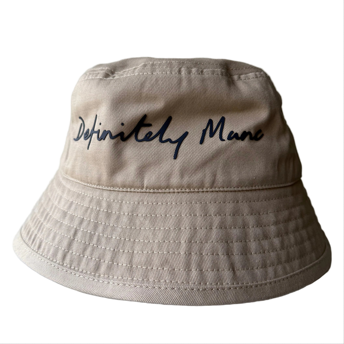 Sandstone Bucket Hat with 'Definitely Manc' text on a white background