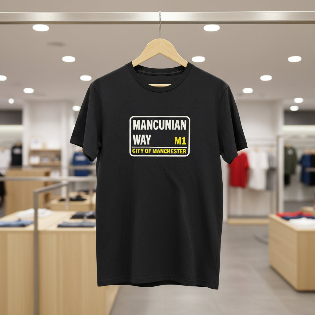 Black Mancunian Way Street Sign T-Shirt