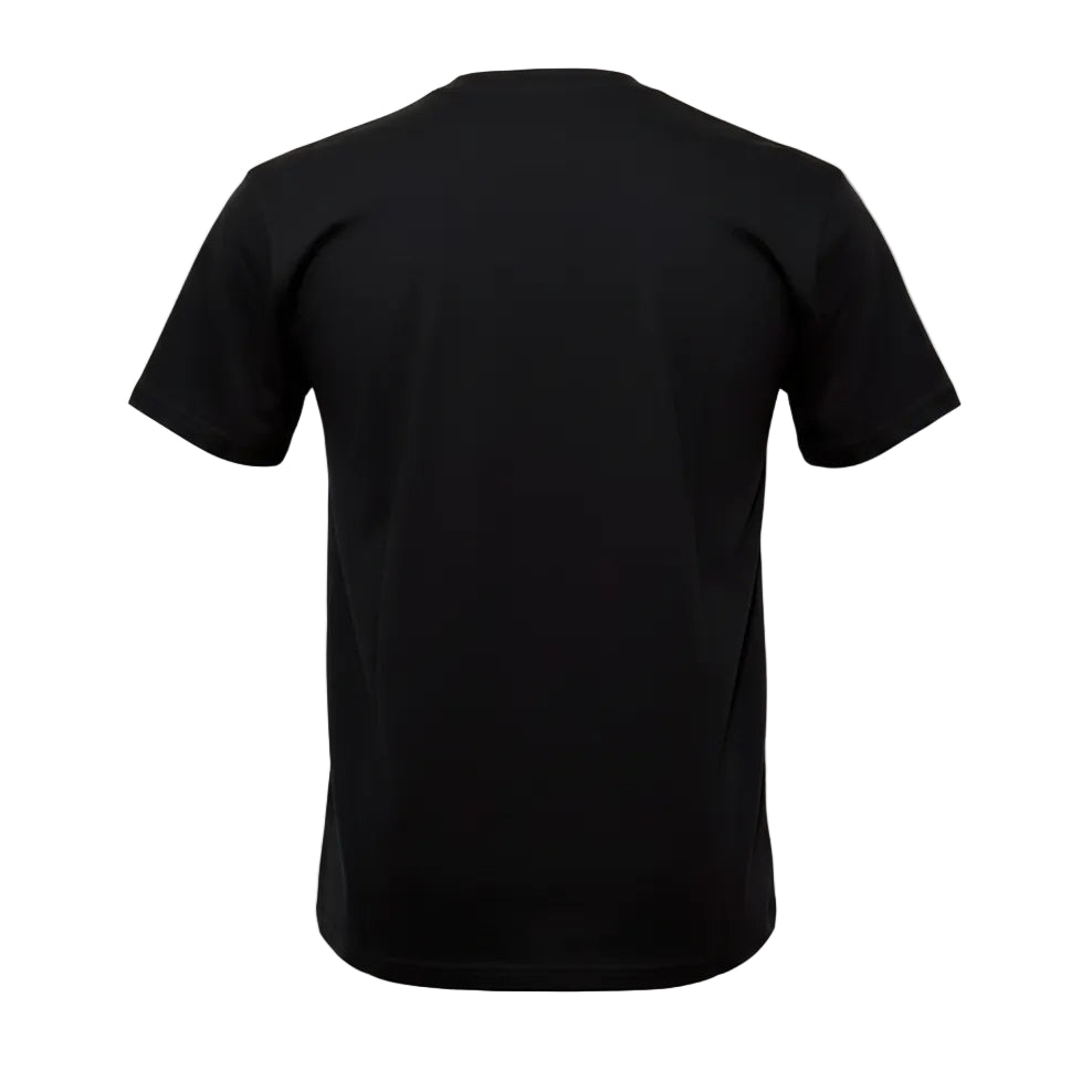 Black t-shirt on a white background