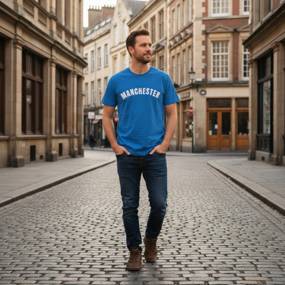 Azure Blue Manchester '3D' Premium T-Shirt