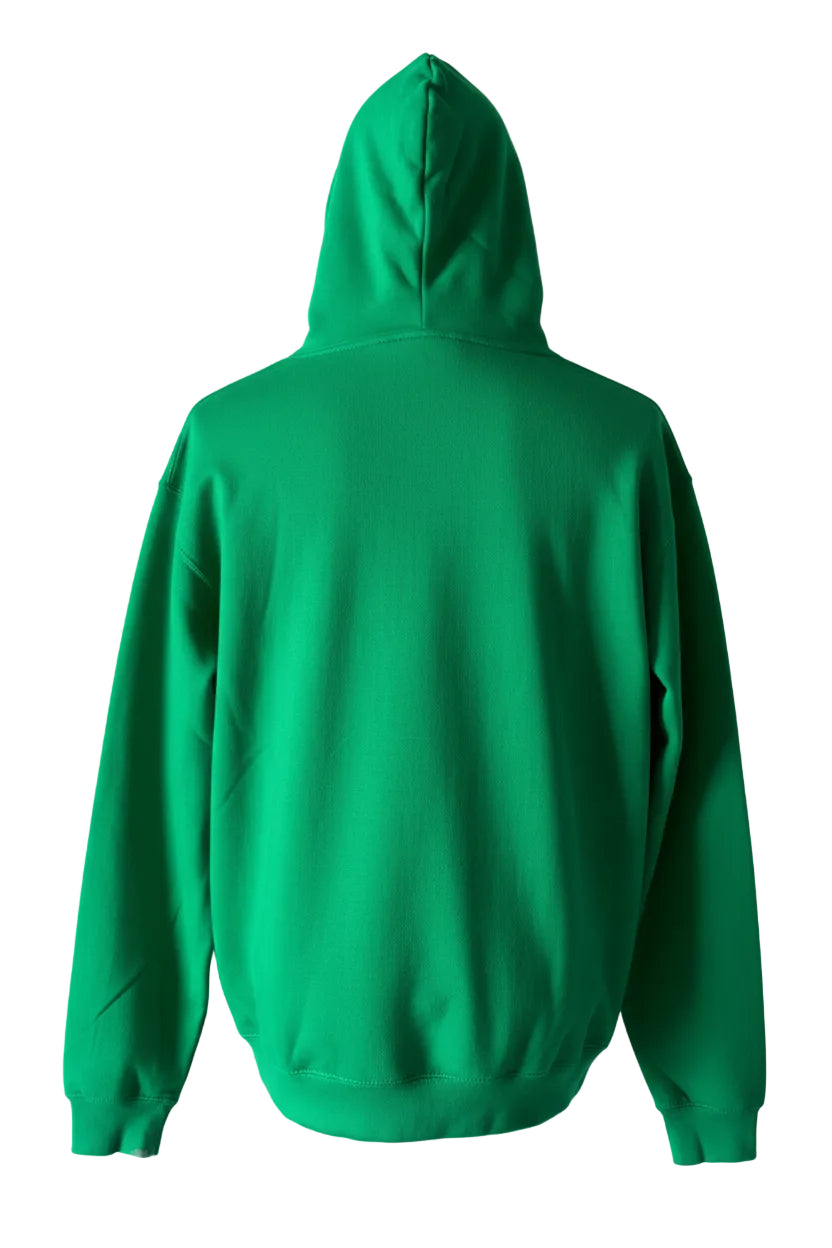 Green hoodie on a white background